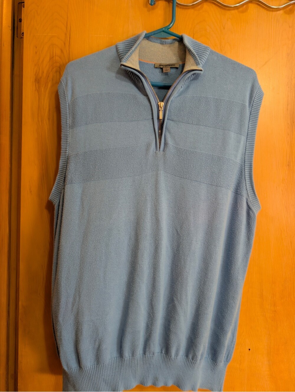 Johnston & Murphy Men's Light Blue Cotton Knit Sleeveless Pullover Vest Large